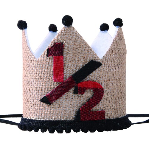 wawuo Half Birthday Hat for Lumberjack Party 1 2 Birthday Crown Photo Booth Props