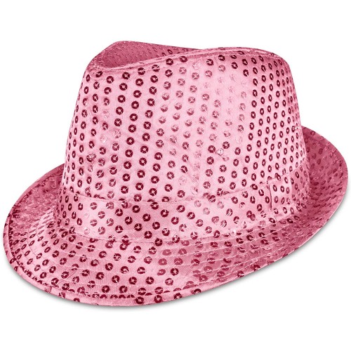 Windy City Novelties LED Light Up Sequin Fedora Party Hat Pink