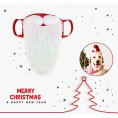 XIMIN Funny Christmas Santa Claus Beard Mask,Santa Hat Xmas Holiday Hat,Santa Costume Accessories for Party Favors Fit Adults and Kids 1 Mask Red 17.2*12.6