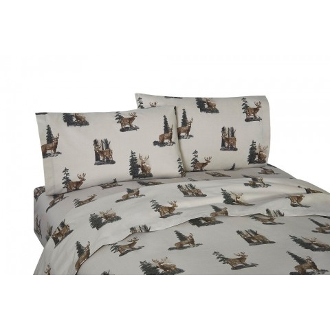 Bed Sheets| Blue Ridge Trading Blue Ridge Trading Whitetail Dreams Queen Cotton Bed Sheet - GS50541