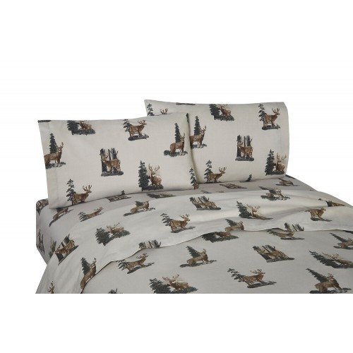 Bed Sheets| Blue Ridge Trading Blue Ridge Trading Whitetail Dreams Queen Cotton Bed Sheet - GS50541