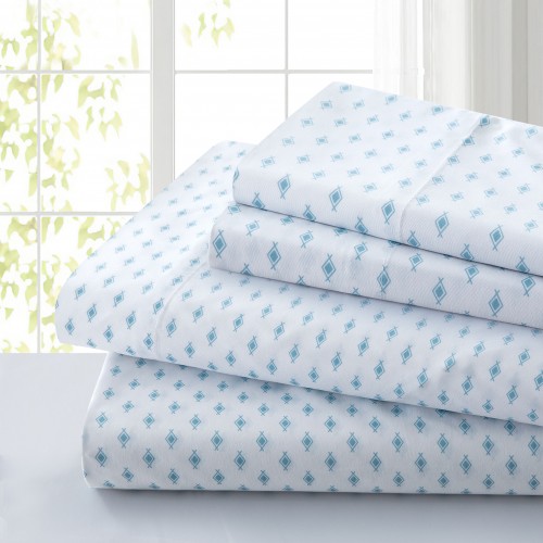 Bed Sheets| Sutton Home Sutton Home Super Soft 4 PC Printed Sheet Set FULL Polyester Bed Sheet - PQ12280