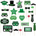 24 Pieces 2022 Graduation Party Photo Booth Props Kit Graduation Party Decorations for Grad Party Favors Supplies Green