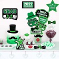 24 Pieces 2022 Graduation Party Photo Booth Props Kit Graduation Party Decorations for Grad Party Favors Supplies Green