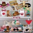 26 Pieces West Cowboy Photo Booth Props Kit Western Party Decorations Selfie Props for Western Cowboy Theme Party Favors Supplies