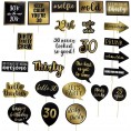 30th Birthday Photo Booth Props 60-Pack Birthday Party Supplies Selfie Props Party Favors for Cocktail Parties Black and Gold
