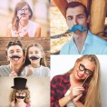 31-Pack Wedding Photo Booth Props Funny Bridal Shower Party Photography Selfie Picture Props Decorations Fun Prop Kit Rose Glasses Mustaches Lips Ties Crowns Love birds Wine glass Favors Supplies