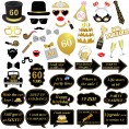 60th Birthday Party Photo Booth Props 51Count for Her Him 60th Birthday Gold and Black Decorations Konsait Big 60 Birthday Party Supplies for Men and Women