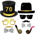 70th Birthday Party Photo Booth Props with Stick 50Counts for Her Him Funny Chic 70th Birthday Black and Gold Decorations Konsait 70 Happy Birthday Party Favors Supplies for Adults Men and Women