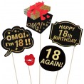 Adult Chic 18th Birthday Photo Booth Props28Pcs for Her Him Gold and Black Birthday Favor Decorations,18th Birthday Party Supplies for Men Women