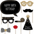 Big Dot of Happiness Adult 80th Birthday Gold Birthday Party Photo Booth Props Kit 20 Count