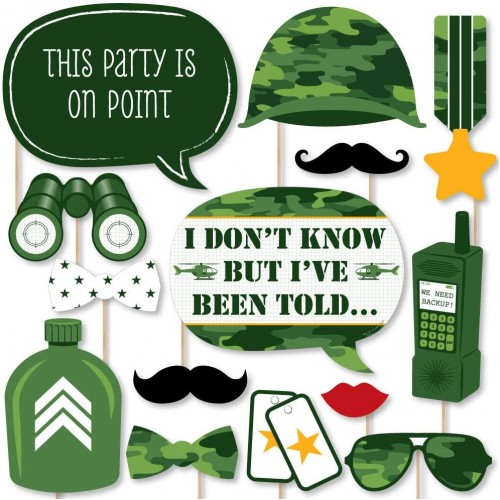 Big Dot of Happiness Camo Hero Army Military Camouflage Party Photo Booth Props Kit 20 Count