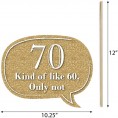 Big Dot of Happiness Funny Adult 70th Birthday Gold Birthday Party Photo Booth Props Kit 10 Piece