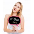 Big Dot of Happiness Funny Chic 90th Birthday Pink Black and Gold - Birthday Party Photo Booth Props Kit 10 Piece