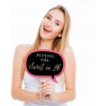Big Dot of Happiness Funny Chic Sweet Sixteen Birthday Pink Black and Gold 16th Birthday Party Photo Booth Props Kit 10 Piece