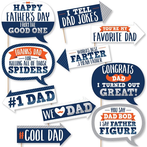 Big Dot of Happiness Funny Happy Father's Day We Love Dad Party Photo Booth Props Kit 10 Piece