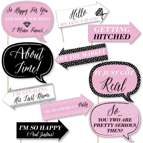 Big Dot of Happiness Funny Omg You're Getting Married Engagement Party Photo Booth Props Kit 10 Piece