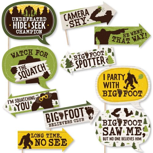 Big Dot of Happiness Funny Sasquatch Crossing Bigfoot Party or Birthday Party Photo Booth Props Kit 10 Piece