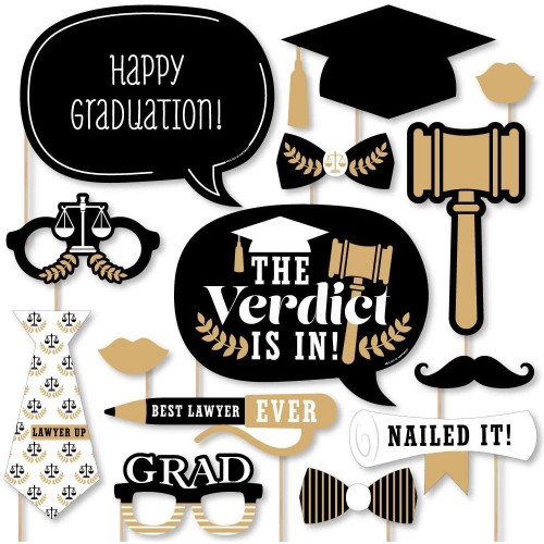 Big Dot of Happiness Law School Grad Future Lawyer Graduation Party Photo Booth Props Kit 20 Count