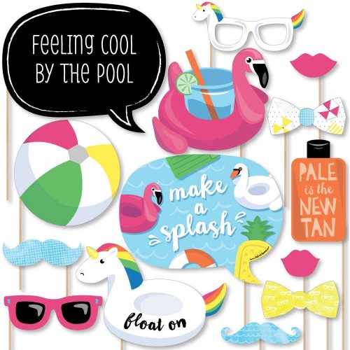 Big Dot of Happiness Make a Splash Pool Party Summer Swimming Party or Birthday Party Photo Booth Props Kit 20 Count