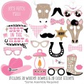 Big Dot of Happiness Pink Western Hoedown Cowgirl Horse Party Photo Booth Props Kit 20 Count