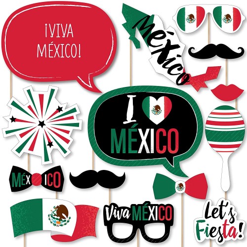 Big Dot of Happiness Viva Mexico Mexican Independence Day Party Photo Booth Props Kit 20 Count
