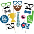 BinaryABC Fathers Day Photo Booth Props,Fathers Day Party Decorations,Dad Birthday Decorations,15Pcs