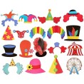 Blue Panda 72-Pack Circus Photo Booth Props Carnival Circus Party Backdrop Decorations Selfie Props Photo Booth Accessories Party Supplies Assorted Colors