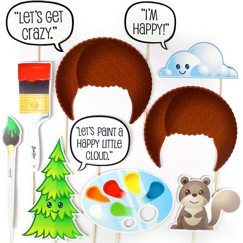 Bob Ross Photo Booth Props 11 Piece Set Party Decorations by Prime Party