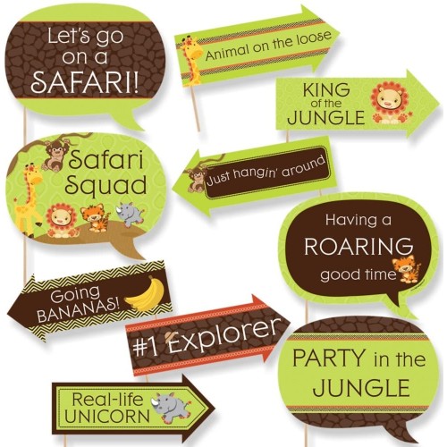 Funny Funfari Fun Safari Jungle Baby Shower or Birthday Party Photo Booth Props Kit 10 Piece