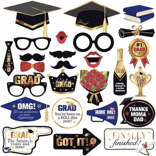 Graduation Photo Booth Props 2022 Pack of 26 | Graduation Photo Props 2022 for Graduation Party Decorations 2022 | Graduation Props 2022 for Photoshoot | Graduation Decorations 2022 Little DIY