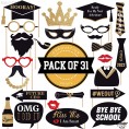 Graduation Photo Booth Props 2022 Pack of 31 | Roses Graduation Photo Props 2022 Graduation Party Decorations 2022 Black and Gold | Graduation Picture Props Graduation Decorations 2022 Little DIY