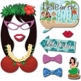 Hawaiian Luau Tropical Tiki Party Theme Photo Booth Props Decorations 41 Pieces with Wooden Sticks and Strike a Pose Sign by Outside The Booth