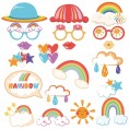 Kristin Paradise 20Pcs Rainbow Photo Booth Props with Stick Cloud Theme Selfie Props Sunshine Birthday Party Supplies Colored Photography Backdrop Decorations