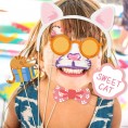 Kristin Paradise 25Pcs Cat Photo Booth Props with Stick Kitty Theme Selfie Props Meow Birthday Party Supplies Photography Backdrop Decorations