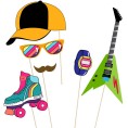 LUOEM 80s Party Photo Booth Props Funny Birthday Party Photo Booth Props with Wooden Sticks 21 Count Creative Party Decoration Supplies