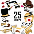 Photo Props by PartyGraphix Roaring 20's Themed DIY Photo Booth for Wedding Birthday Party or Hollywood Party. Reusable. 25 Pieces