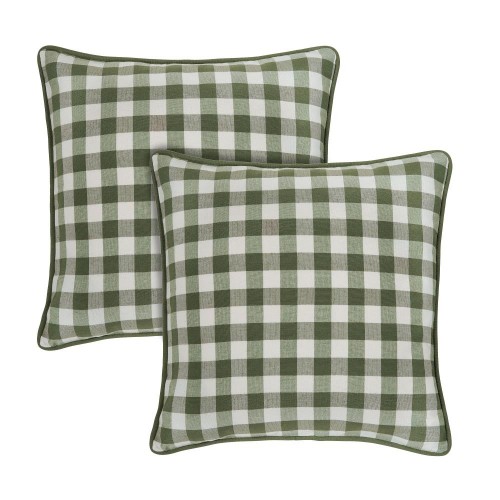Pillow Cases| Achim Buffalo Check Polyester/Cotton Set of 2 18-in x 18-in Throw Pillow Covers in Sage - PG62917
