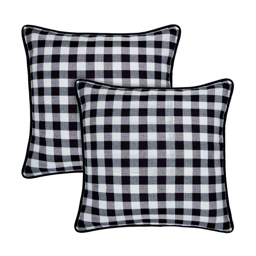 Pillow Cases| Achim Buffalo Check Polyester/Cotton Set of 2 18-in x 18-in Throw Pillow Covers in Black/White - XR40816