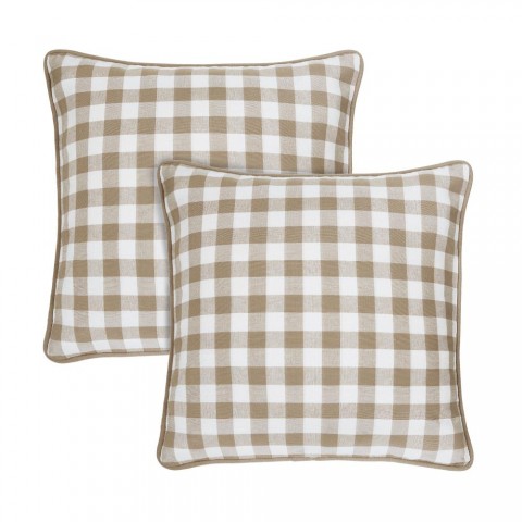 Pillow Cases| Achim Buffalo Check Polyester/Cotton Set of 2 18-in x 18-in Throw Pillow Covers in Taupe - NX47522
