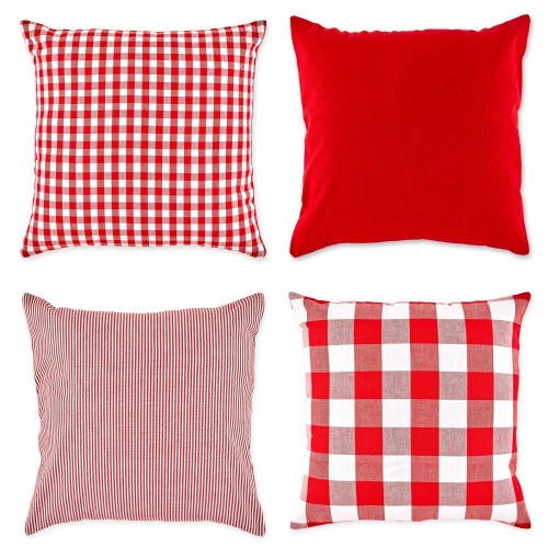 Pillow Cases| DII 4-Pack Red and White Standard Cotton Pillow Case - LF32035
