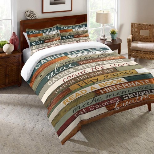 Pillow Cases| Laural Home Cabin Rules Multi-color/Cotton Standard Cotton Pillow Case - VZ33604