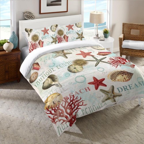 Pillow Cases| Laural Home Dream Beach Shells Multi-color/Cotton Standard Cotton Pillow Case - KQ24274