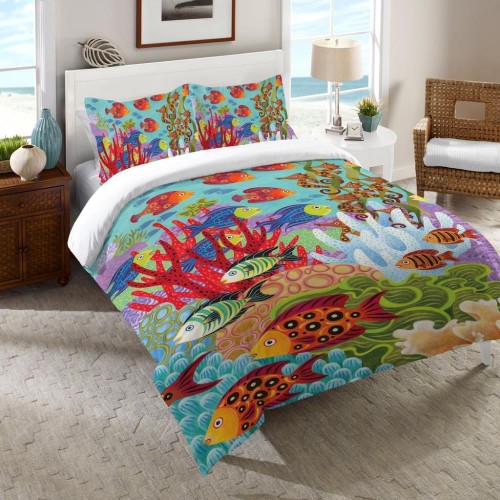 Pillow Cases| Laural Home Fish in the Hood Multi-color/Cotton Standard Cotton Pillow Case - JZ90878
