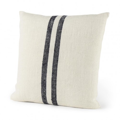 Pillow Cases| Mercana Sandra 18 x 18 Beige with Gray Stripes Decorative Pillow Cover - HG51077