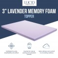 Mattress Covers & Toppers| LUCID Comfort Collection 3-in D Polyester California King Hypoallergenic Mattress Topper - NZ50342