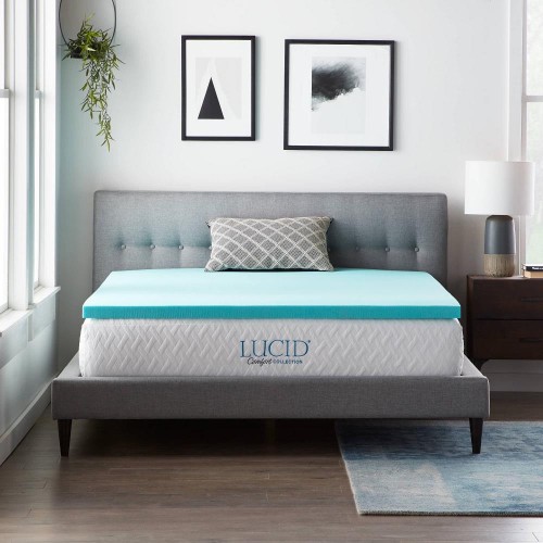 Mattress Covers & Toppers| LUCID Comfort Collection Gel 2-in D Memory Foam King Mattress Topper - MS69404
