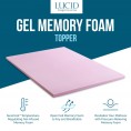Mattress Covers & Toppers| LUCID Comfort Collection Lavender 2-in D Memory Foam Queen Mattress Topper - OX75196