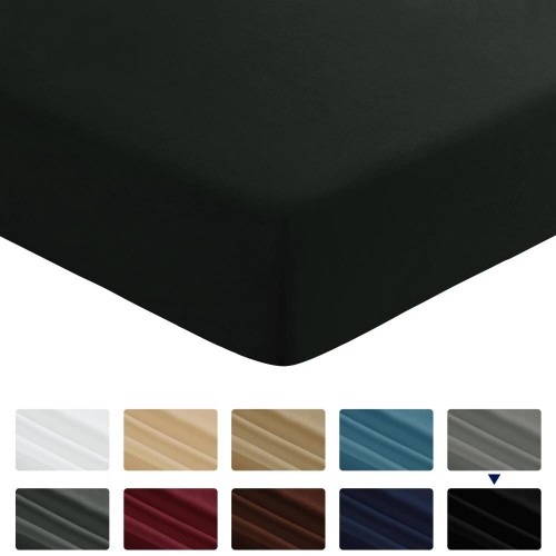 Mattress Covers & Toppers| Subrtex Ultra Soft Fitted Mattress Cover, Queen, Black - EA73313