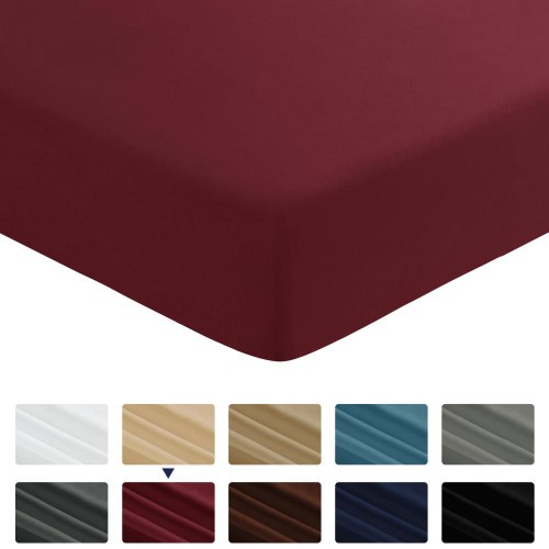 Mattress Covers & Toppers| Subrtex Ultra Soft Fitted Mattress Cover, Twin, Wine - DQ05116